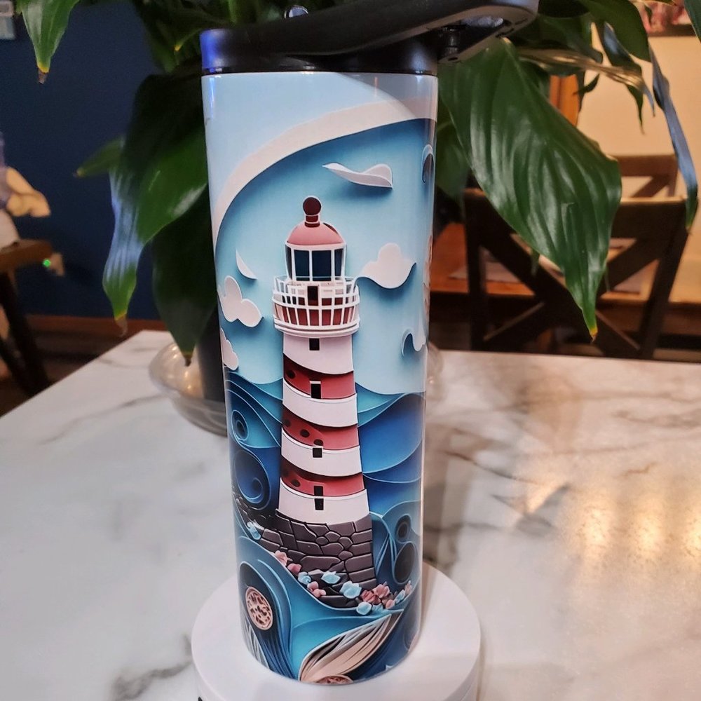 Coastal Lighthouse 20oz Tumbler with duo lids 🎉sale